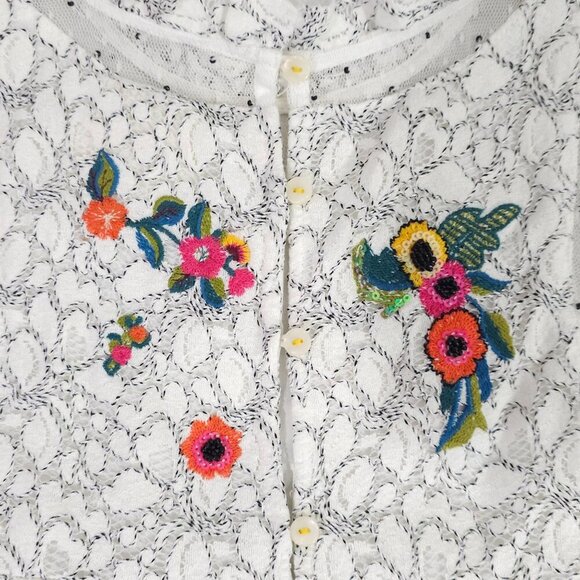 White Lace Floral Sleeveless Top Embroidered Maeve Macie Anthropologie Size 2 - Picture 10 of 12